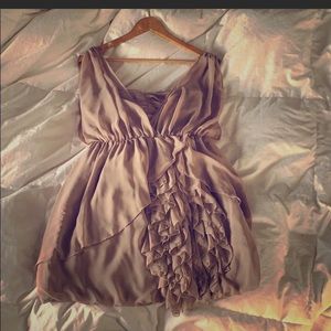 Taupe ruffle mini dress from H&M. Size 10/12!